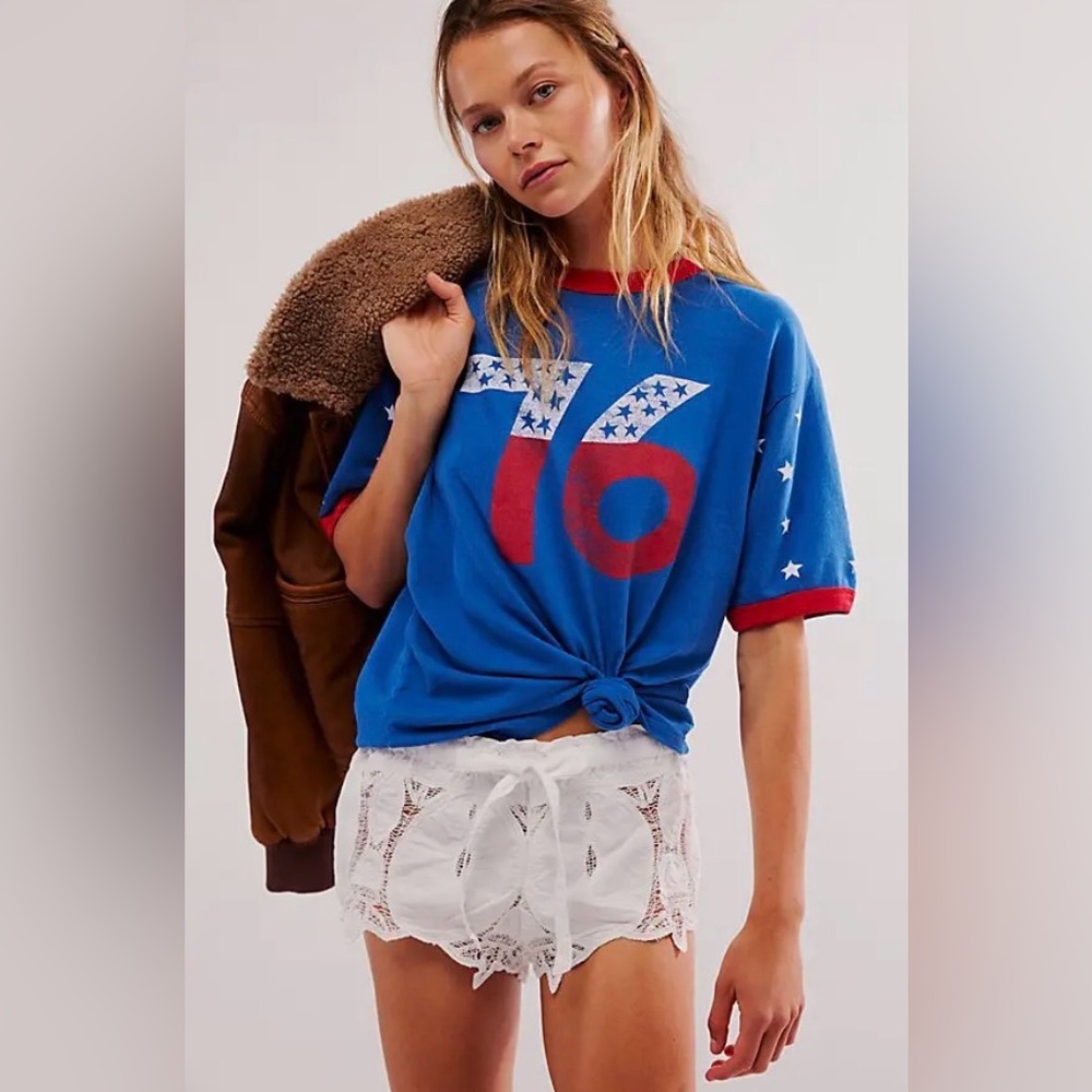 NWOT Free People RAGABOND Lost & Found Ringer Tee -Patriot Blue Vintage Wash
$98